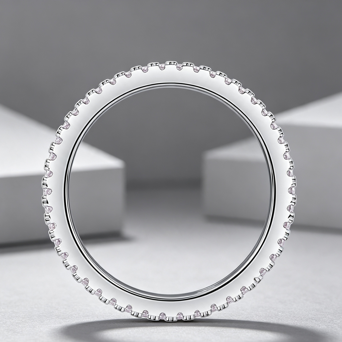 Double Ring Shadow - A Fashionable And Luxurious Jewelry Piece Set With Moissanite S925 Sterling Silver And Platinum-plated Diamond