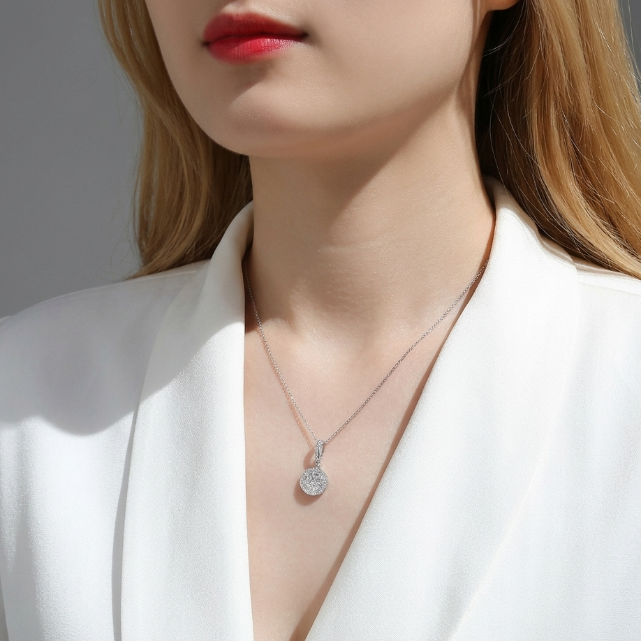 Double Ring Combination - A Fashionable And Luxurious Diamond Jewelry Piece Set With Moissanite S925 Sterling Silver And Platinum-plated Pendant
