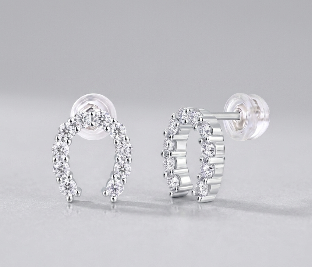 Keep Happiness Diamond Set Moissanite Silver Earrings Luxury Fashion Diamond Earrings Stud Earrings